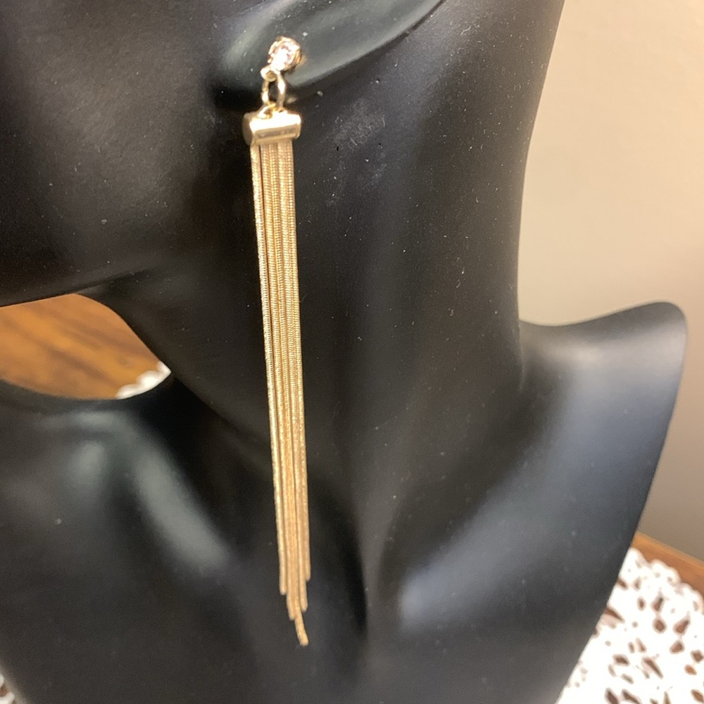 Elegant Gold Tone Tassel Earrings NEW